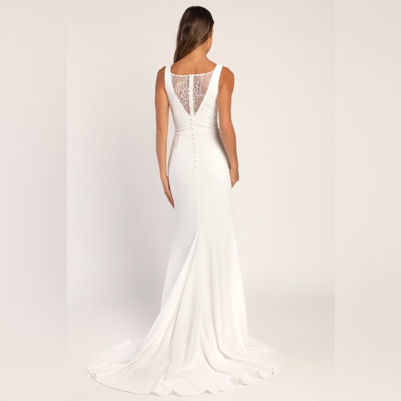 Lulus Long-Lasting Love Ivory Lace V-Neck Mermaid Wedding Dress - Picture 5 of 10